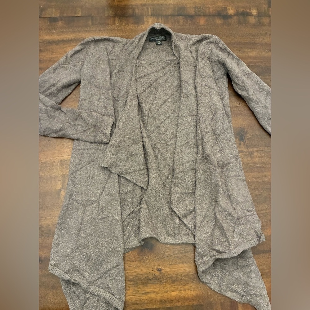Barefoot Dreams Cardigan Sweater Large Small Medium Gray Bamboo Chic Lite Fuzzy